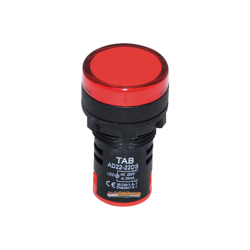 TAB Pilot Lamp LED 22mm AD22 22DS 220 VAC Merah
