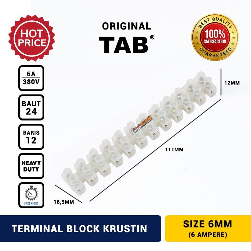 TAB Terminal Krustin Ukuran 6 mm Putih