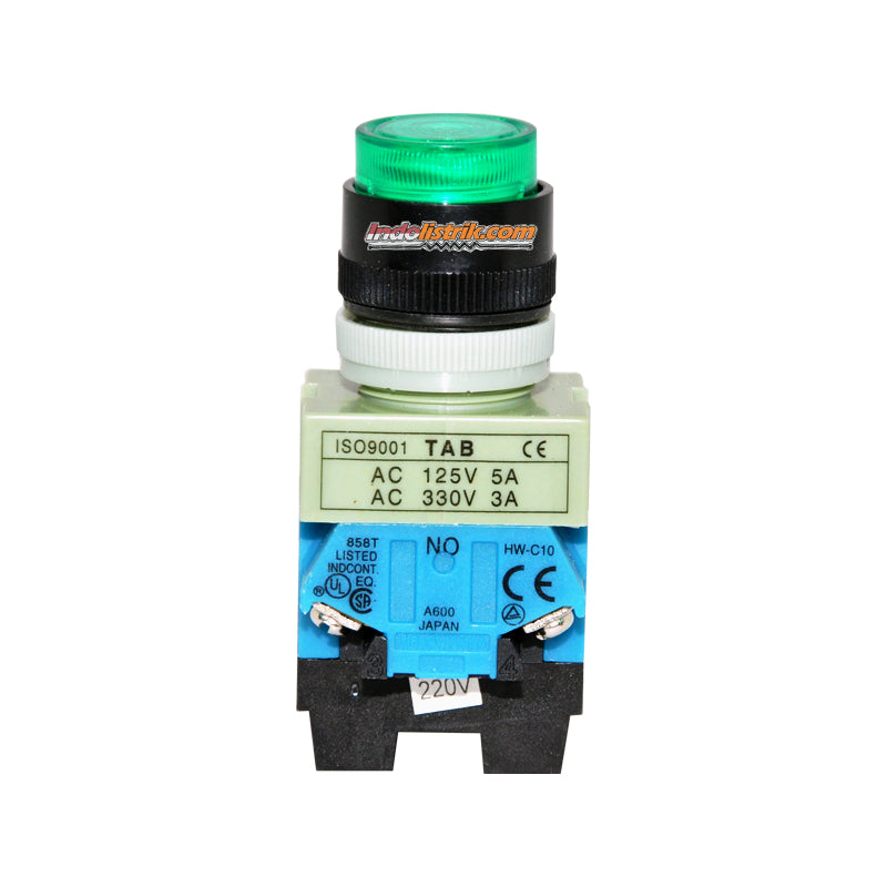 TAB Illuminated Push Button 220 VAC ALW29911EP Hijau