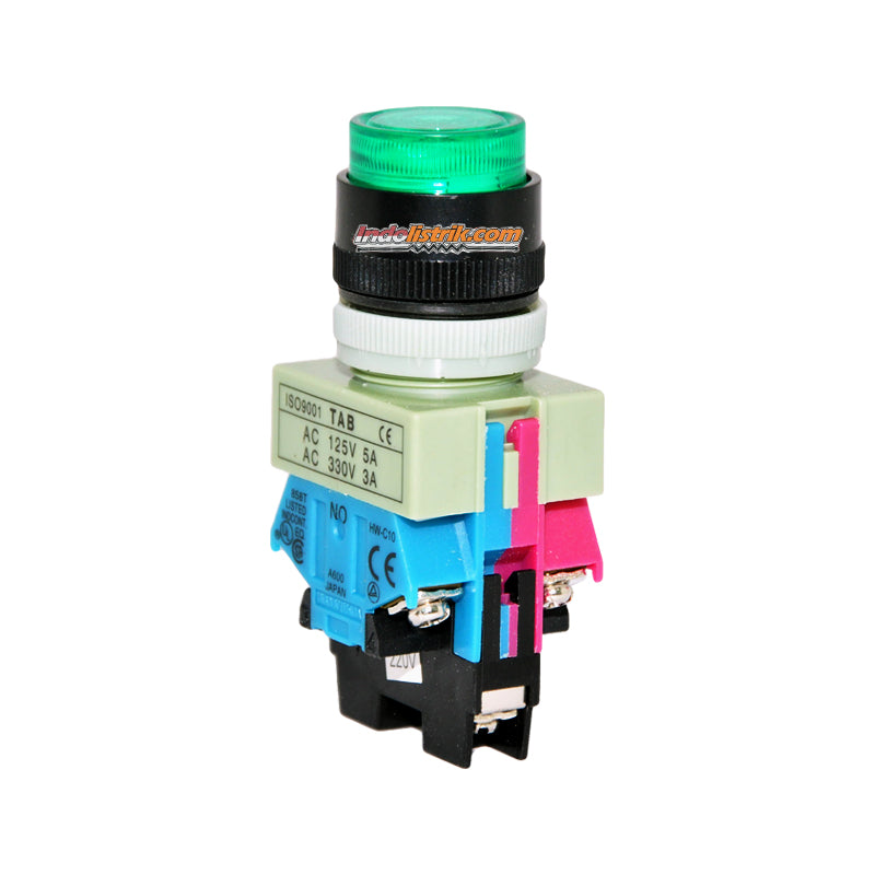 TAB Illuminated Push Button 220 VAC ALW29911EP Hijau
