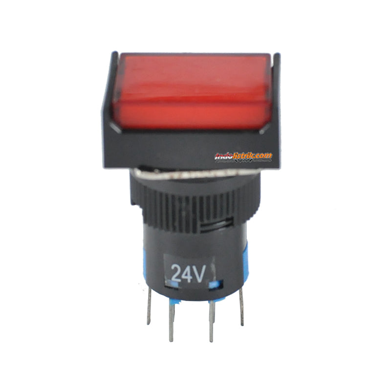 TAB Illuminated Push Button LED 16mm LA16F-22D Kotak 24 VDC Merah