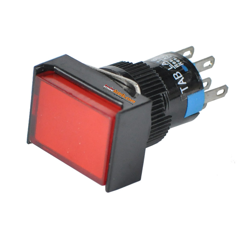 TAB Illuminated Push Button LED 16mm LA16F-22D Kotak 24 VDC Merah