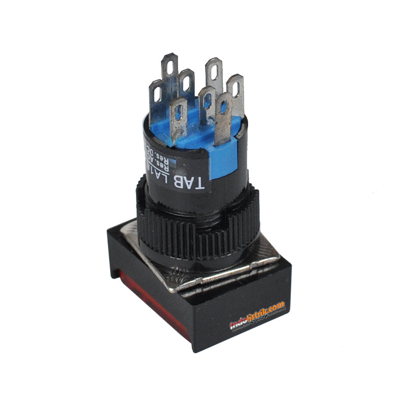 TAB Illuminated Push Button LED 16mm LA16J-22DS Persegi 24 VDC Merah