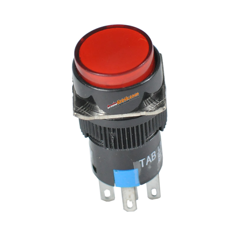 TAB Illuminated Push Button LED 16mm LA16Y-22D Bulat 220 VAC Merah