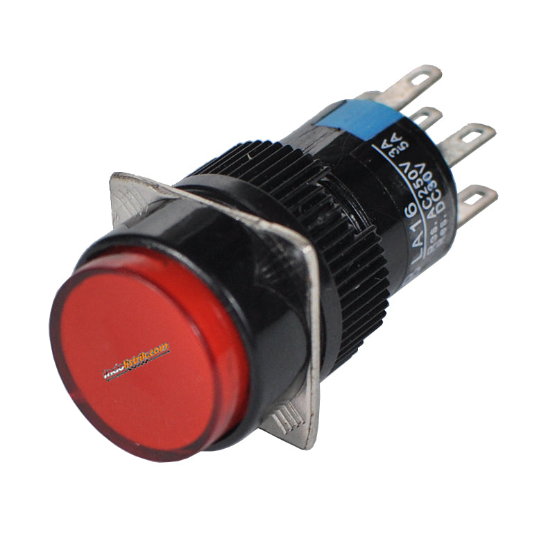 TAB Illuminated Push Button LED 16mm LA16Y-22DS Bulat 24 VDC Merah