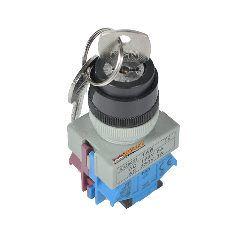 TAB Key-Selector Switch 2posisi Stay-Put 22mm XPB22-22A-11Y/21