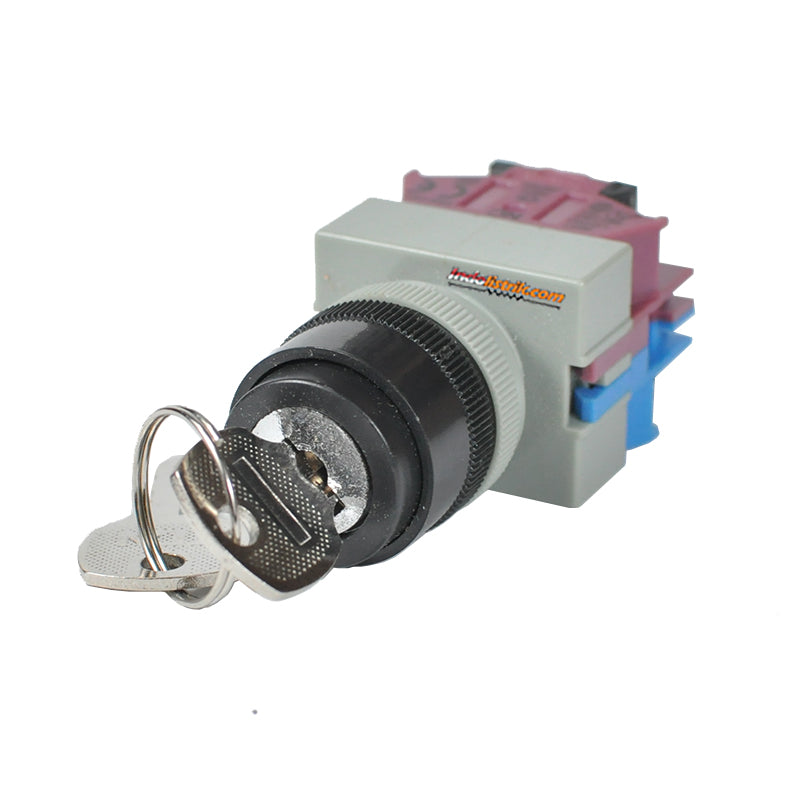 TAB Key-Selector Switch 2posisi Stay-Put 22mm XPB22-22A-11Y/21