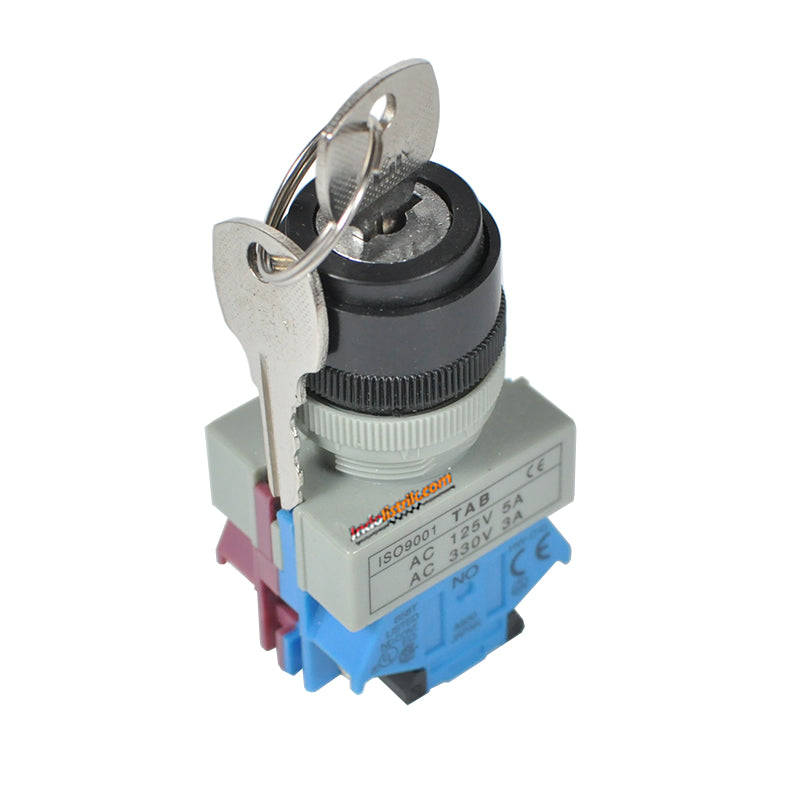 TAB Key-Selector Switch 3posisi Stay-Put 22mm XPB22-22A-11Y/31