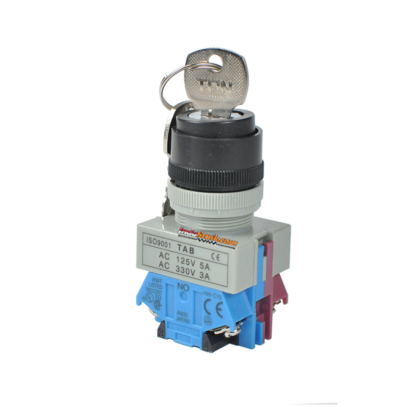 TAB Key-Selector Switch 3posisi Stay-Put 22mm XPB22-22A-11Y/31