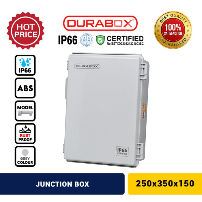 Durabox Box Panel Plastik ABS 250x350x150 mm Abu-abu Lengkap Base Plate