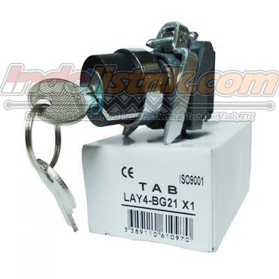 TAB Key-Selector Switch 2posisi Stay-Put 22mm LAY4-BG21