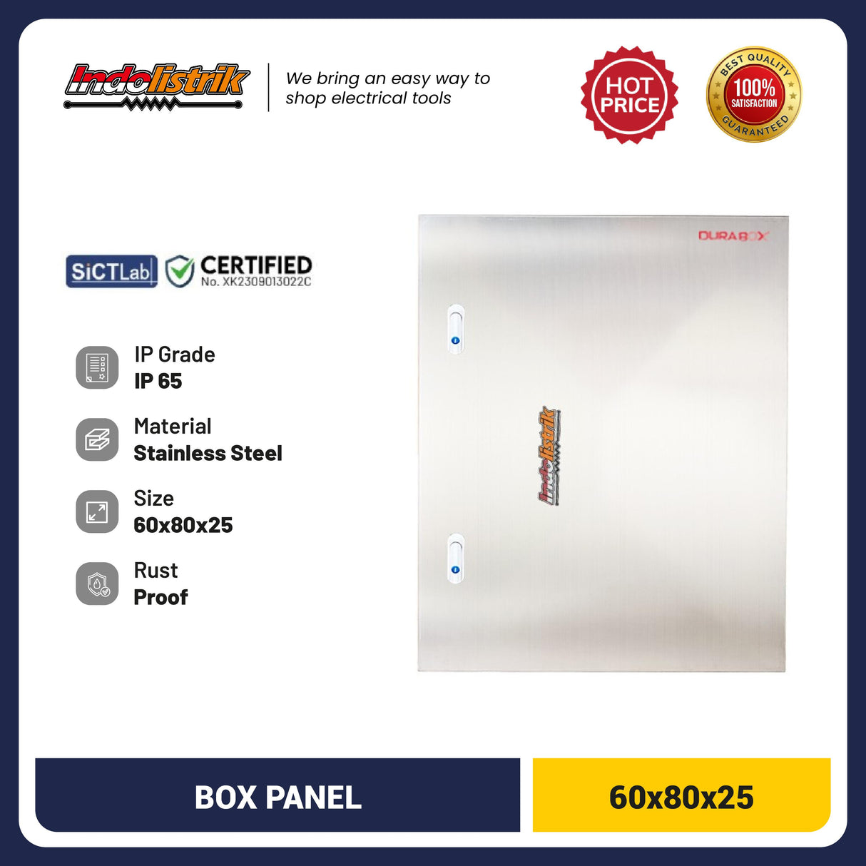 Box Panel Listrik Stainless Steel Indoor Wall SIW-ST 60x80x25 DURABOX