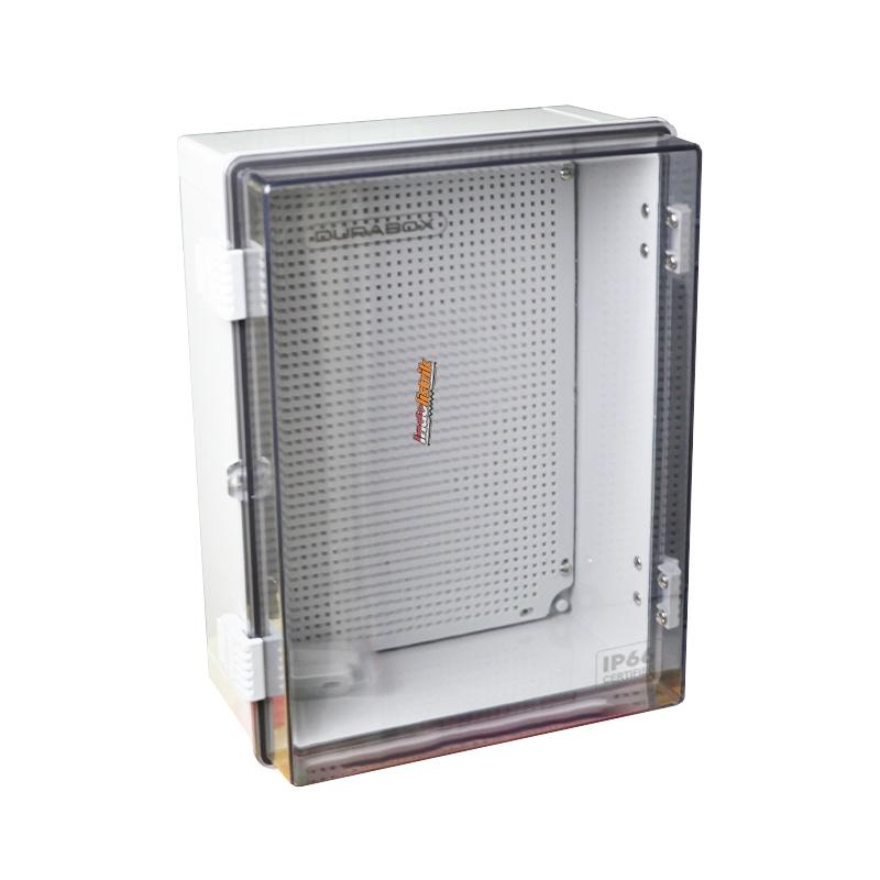 Box Panel Plastik ABS 300x400x180 mm Transparant + Base Plate Durabox