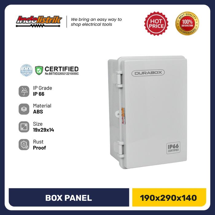 Durabox Box Panel Plastik ABS 190x290x140 mm Abu-abu Lengkap Base Plate
