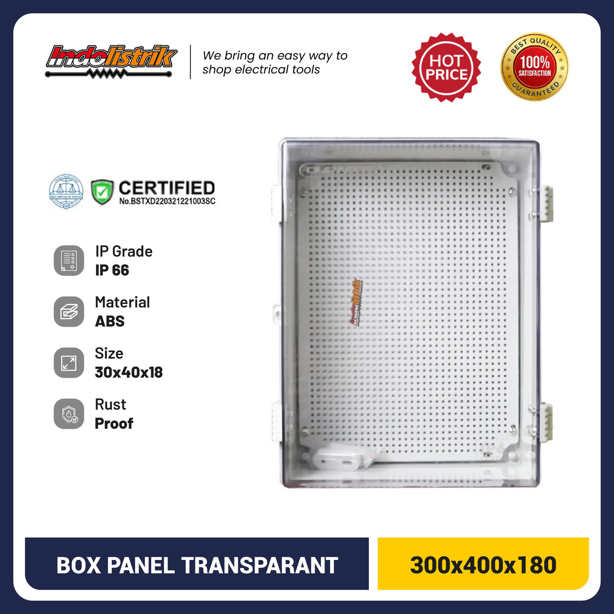 Box Panel Plastik ABS 300x400x180 mm Transparant + Base Plate Durabox