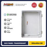 Box Panel Plastik ABS 300x400x180 mm Transparant + Base Plate Durabox