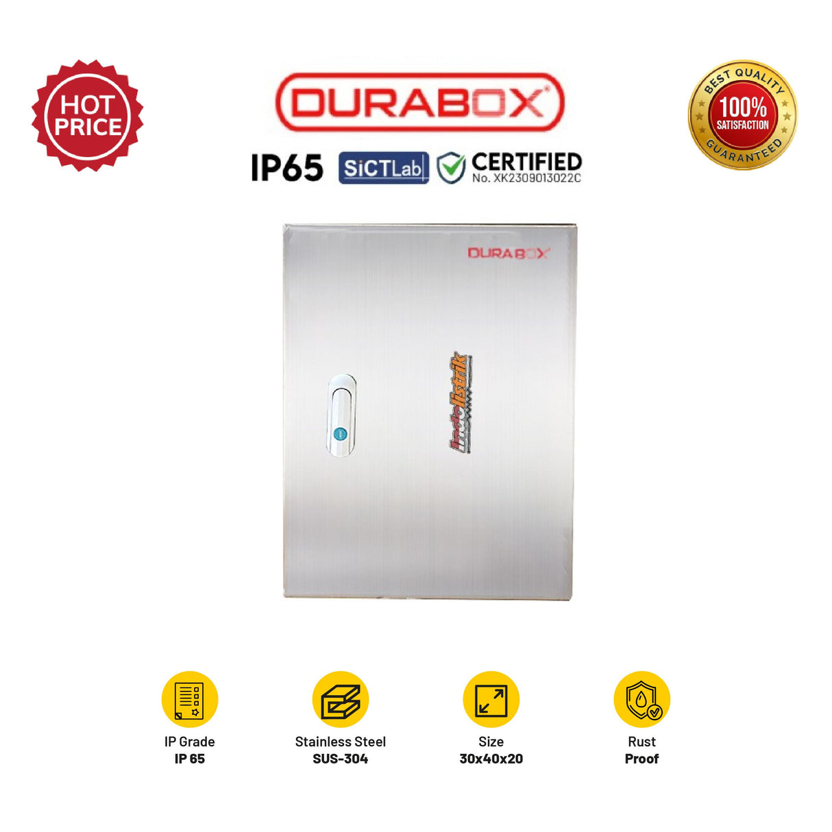 Box Panel Listrik Stainless Steel Indoor Wall SIW-ST 30x40x20 DURABOX