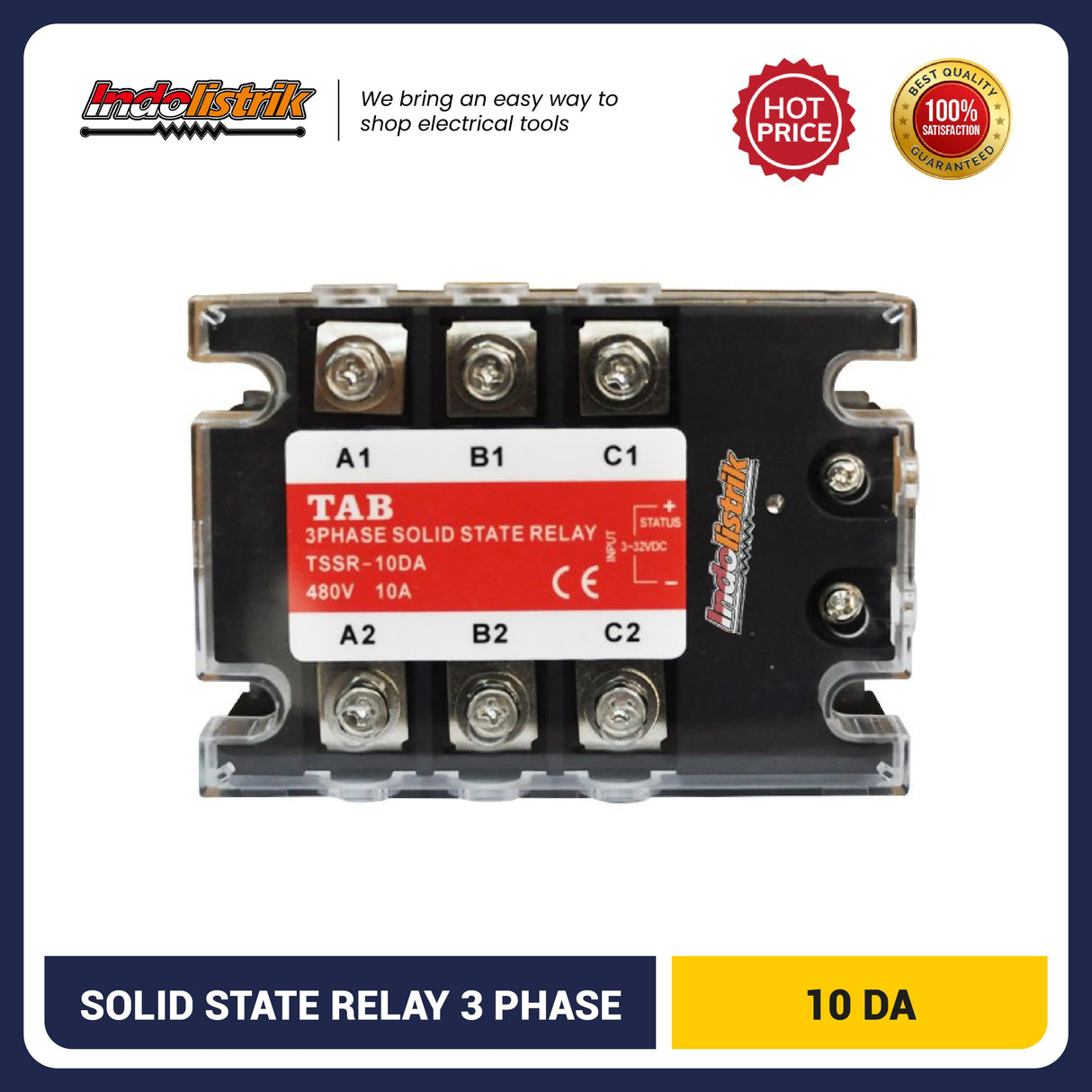 Solid State Relay 3 Phase DC-AC TSSR-10DA TAB - SSR10DA - 10DA