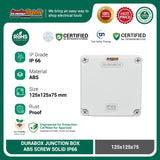 Durabox ABS Junction Box Plastik 125x125x75 mm Abu-abu