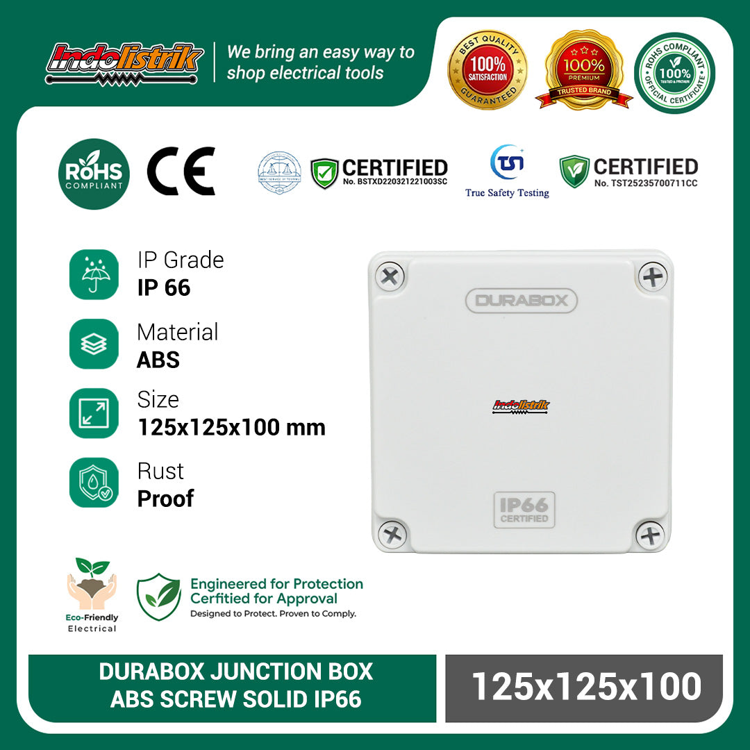 Durabox ABS Junction Box Plastik 125x125x100 mm Abu-abu