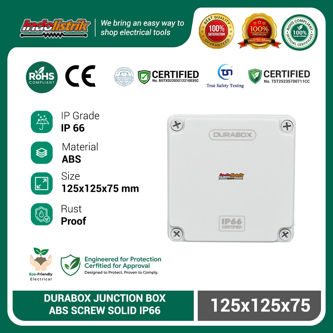 Durabox ABS Junction Box Plastik 125x125x75 mm Abu-abu