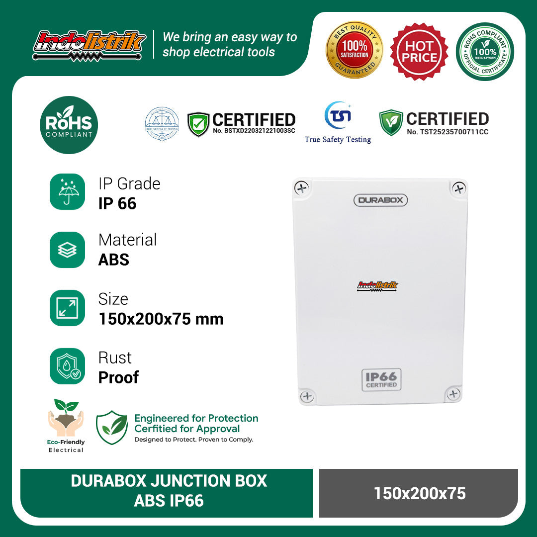 ABS Junction Box Plastik 150x200 x 75 mm Abu-abu Durabox