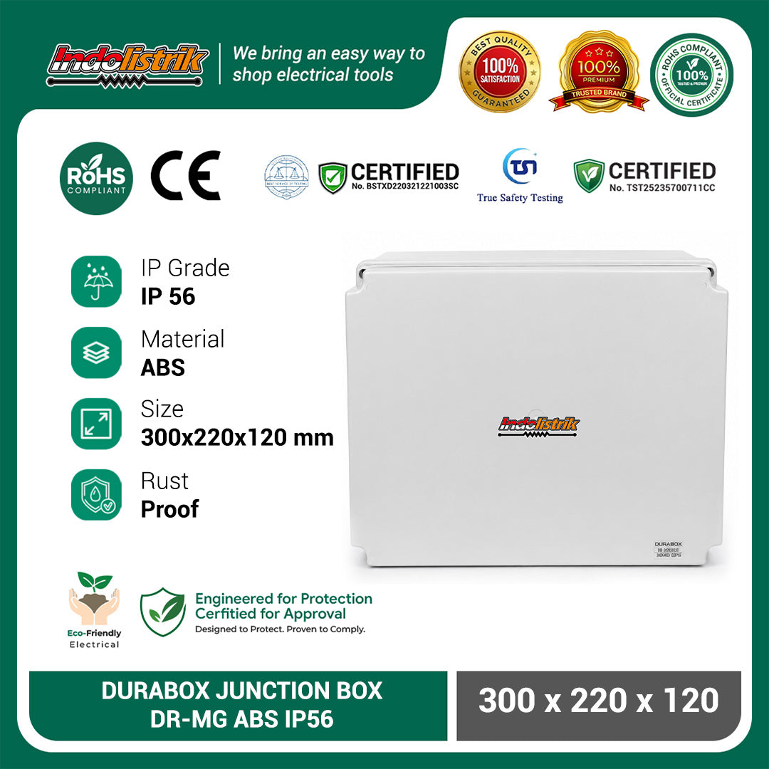 Durabox Junction Box ABS IP56 300x220x120mm Box Panel Listrik Tahan Air