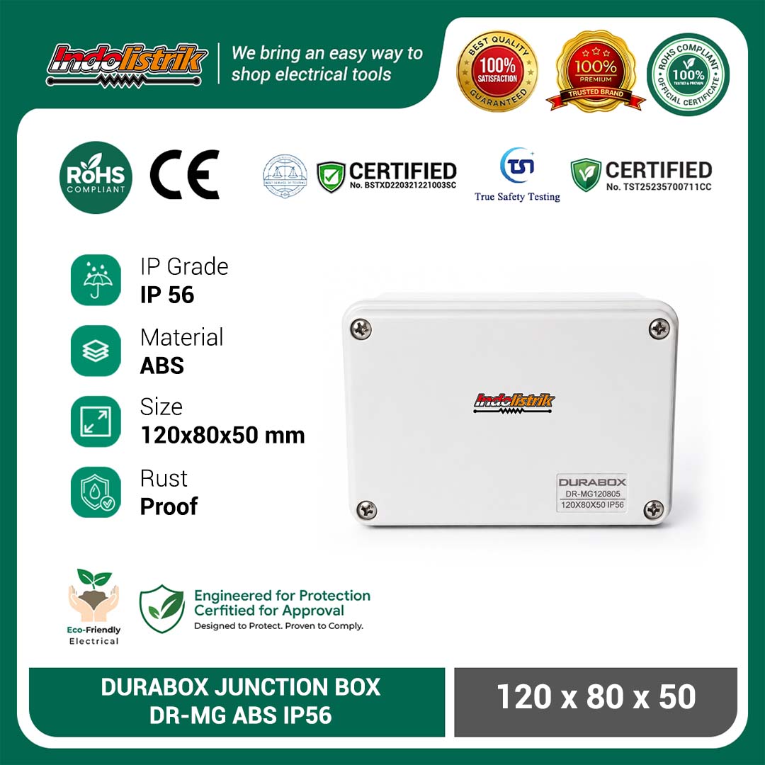 Box Panel ABS IP56 120x80x50 Durabox Junction Box Waterproof Anti Karat