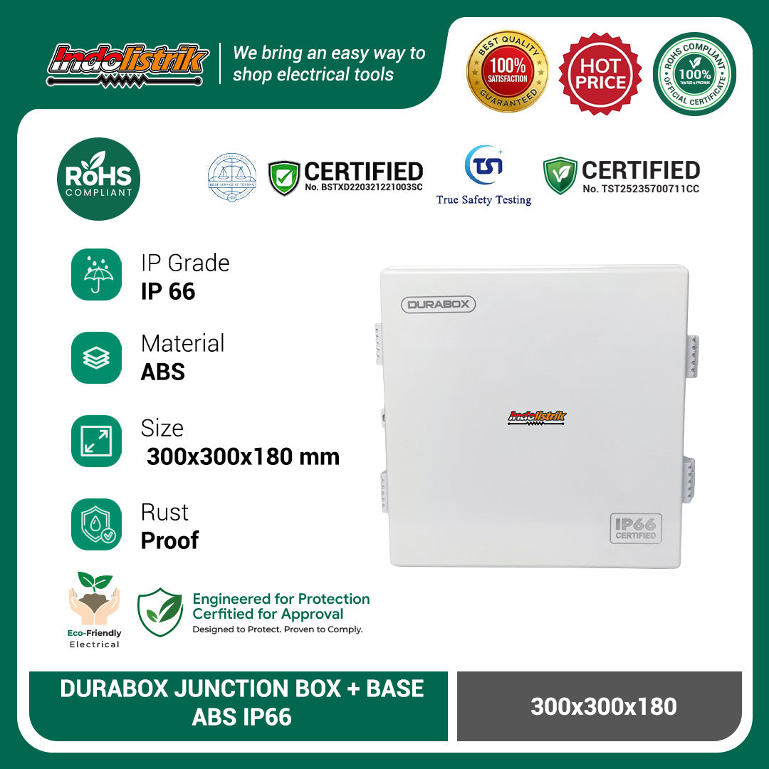 ABS Junction Box Plastik 300x300 x 180 mm Abu-abu + Base Plate Durabox