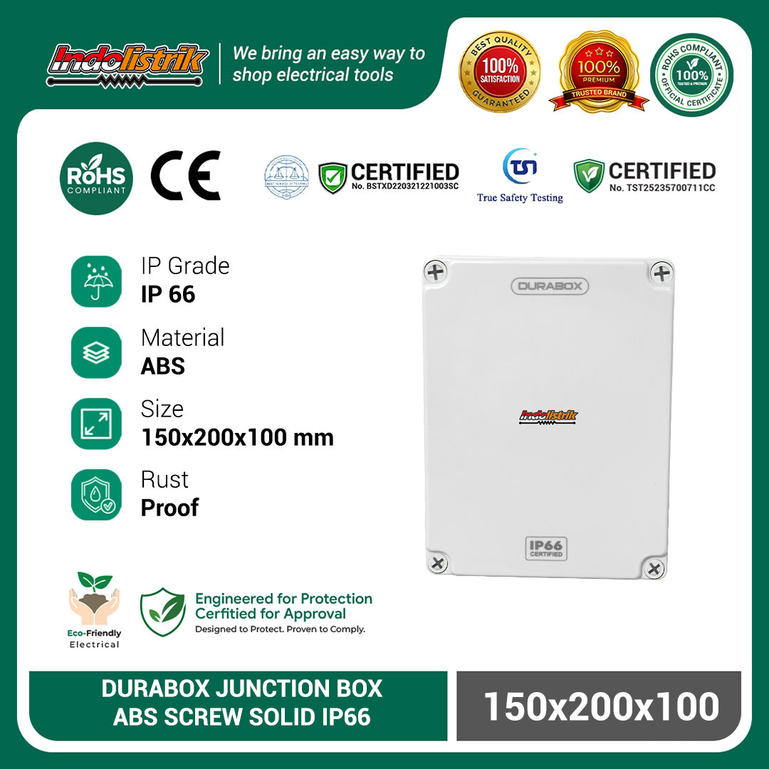 Durabox ABS Junction Box Plastik 150x200x100 mm Abu-abu