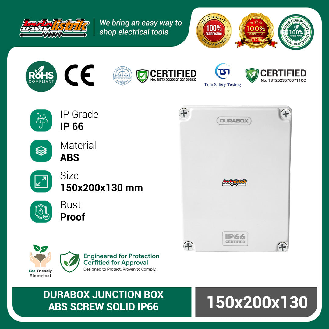 Durabox ABS Junction Box Panel Plastik 150x200x130 mm Abu-abu