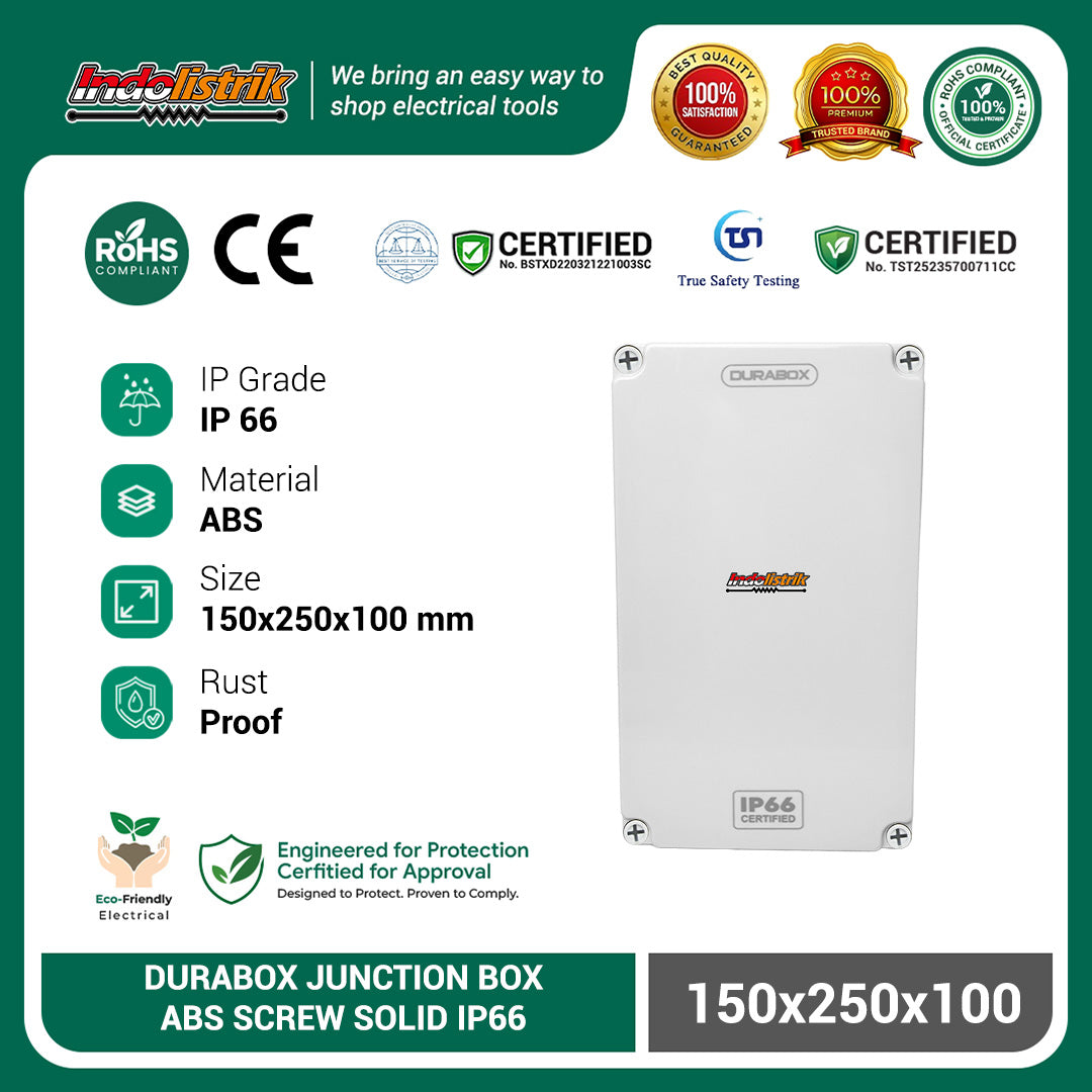 Durabox ABS Junction Box Panel Plastik 150x250x100 mm Abu-abu