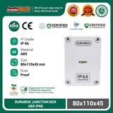 ABS Junction Box Plastik 80x110 x 45 mm Abu-abu Durabox