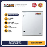 Durabox Box Panel 600x500x230 mm Polyester + Metal IP66 Weatherproof