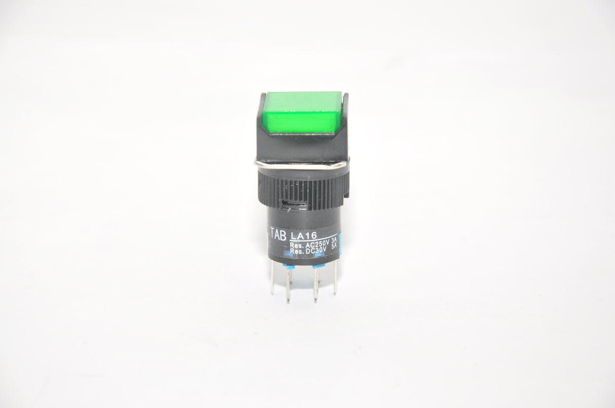 TAB Illuminated Push Button LED 16mm LA16F-22DS Kotak 220 VAC Hijau