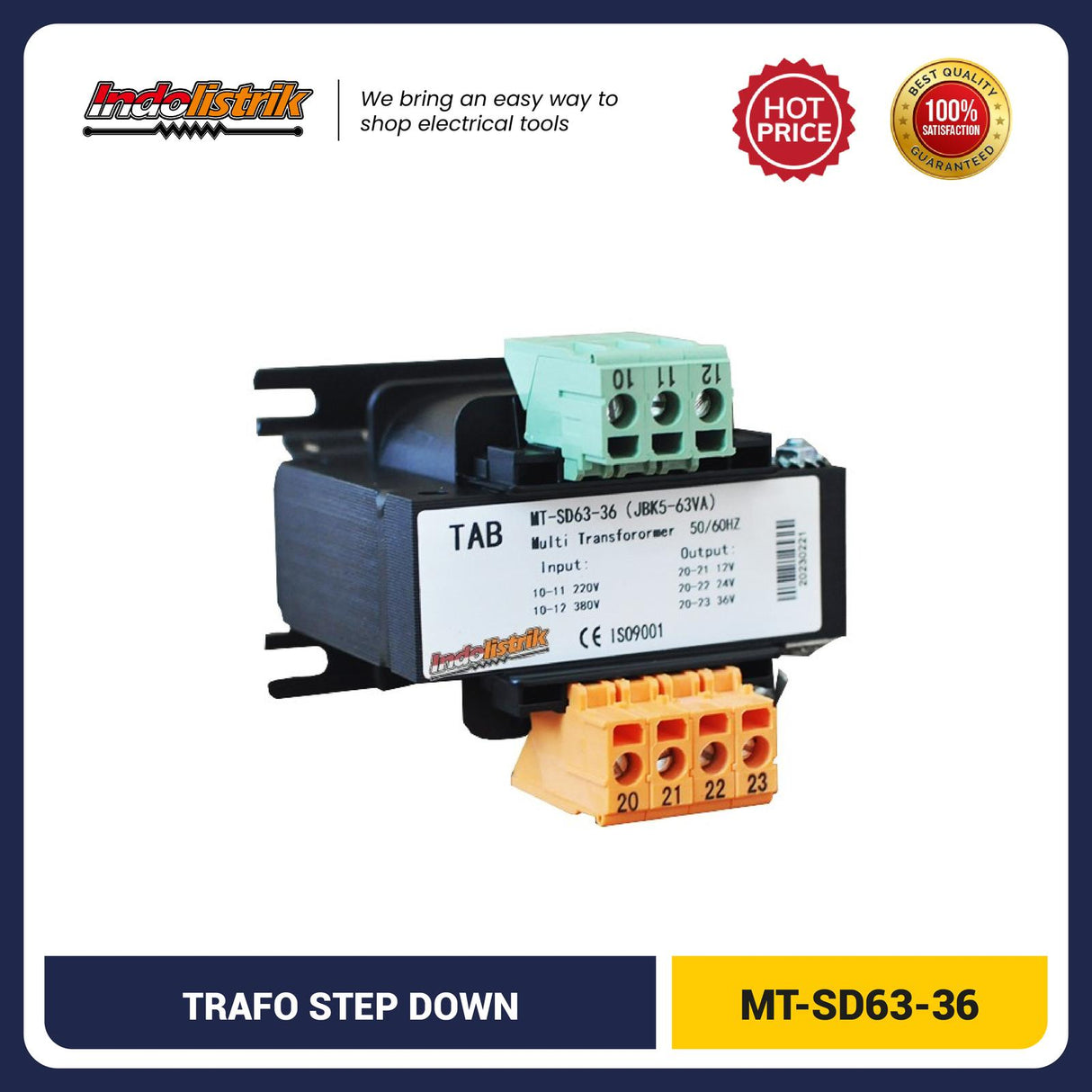 Trafo Step Down MT-SD63-36 63VA TAB - Output 36V-24V-12V