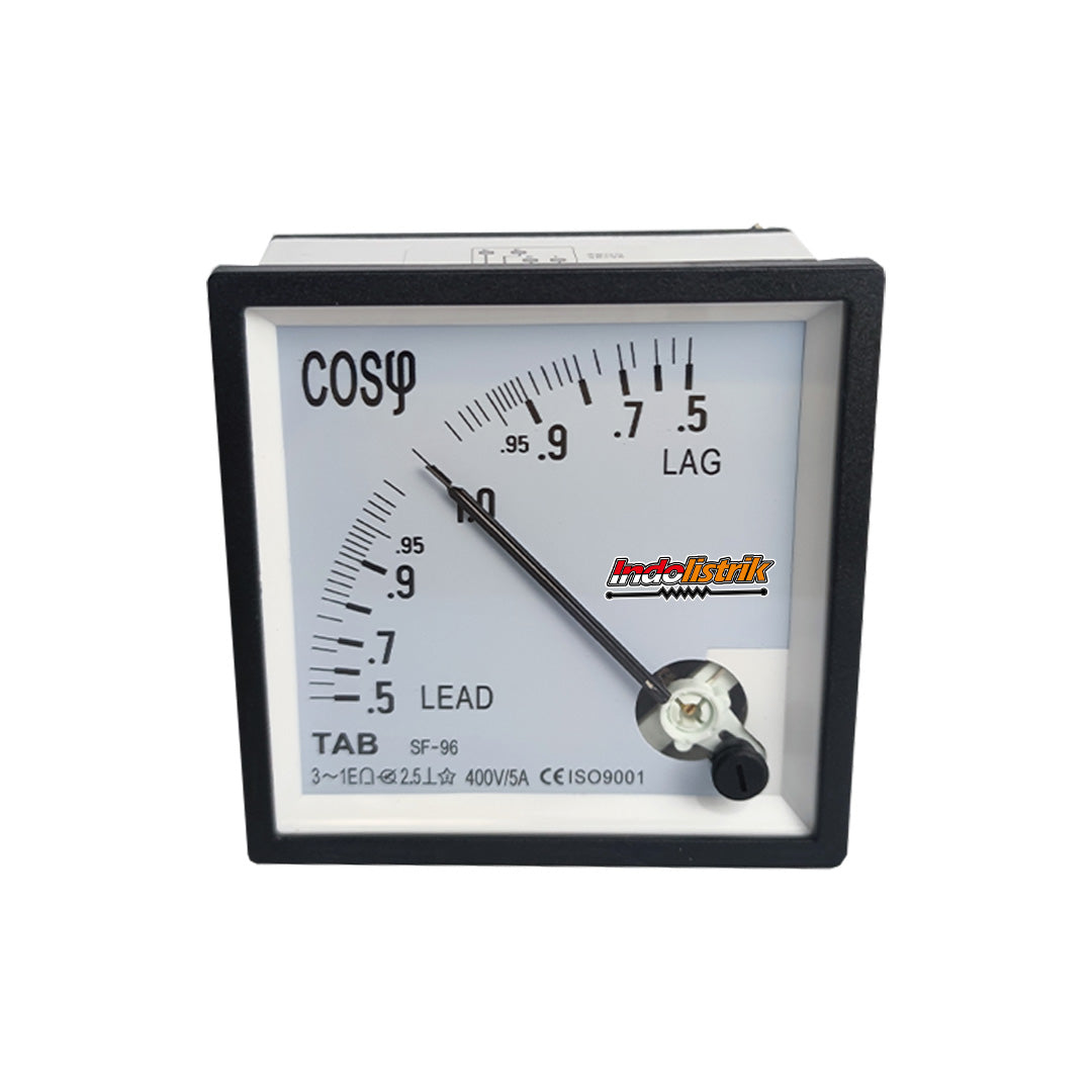 TAB Cos Phi Meter Analog 96x96 CT/5A 3P3W 400VAC