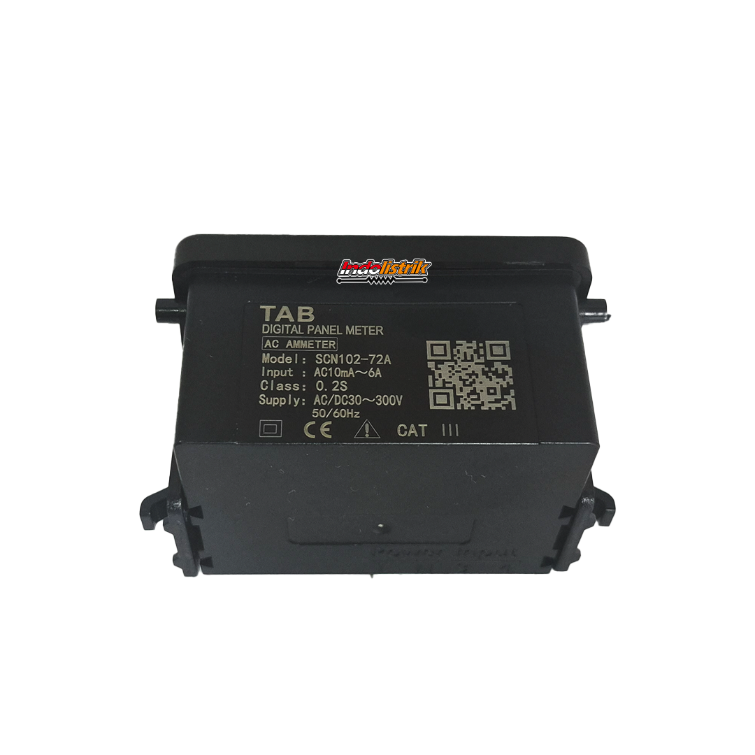 TAB SCN102-72A Amperemeter Digital 72x72 AC 10mA-6A True RMS Panel Meter via CT