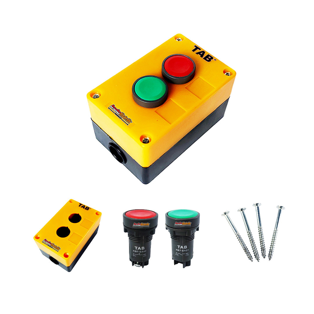 Paket Kotak Tombol Push Button TAB 2 Tombol (Merah–Hijau) | Enclosure Control Box Start Stop