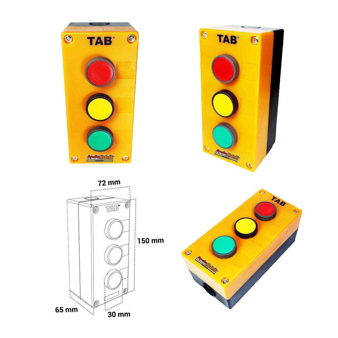 Paket Box Push Button 3 Tombol TAB – Tombol Merah Kuning Hijau | Enclo ...