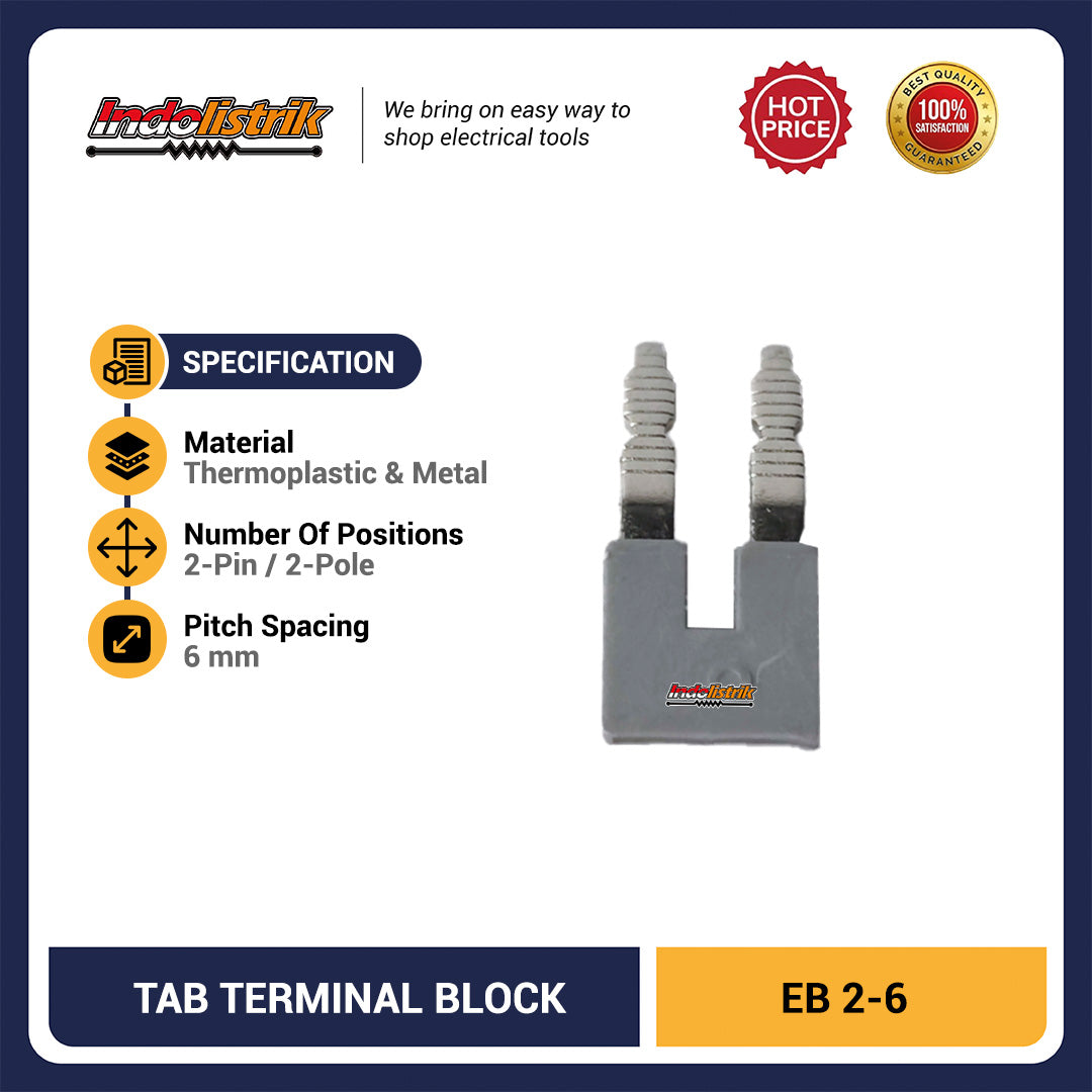 Jumper Terminal Block 2 Pin TAB EB 2-6 Bridge Connector Panel Listrik