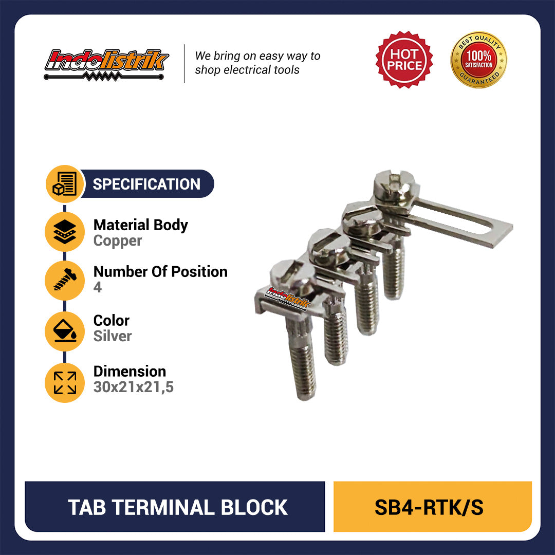 Jumper Terminal 4 Pole TAB SB4-RTK/S Tembaga Asli Kuat & Awet Panel Listrik