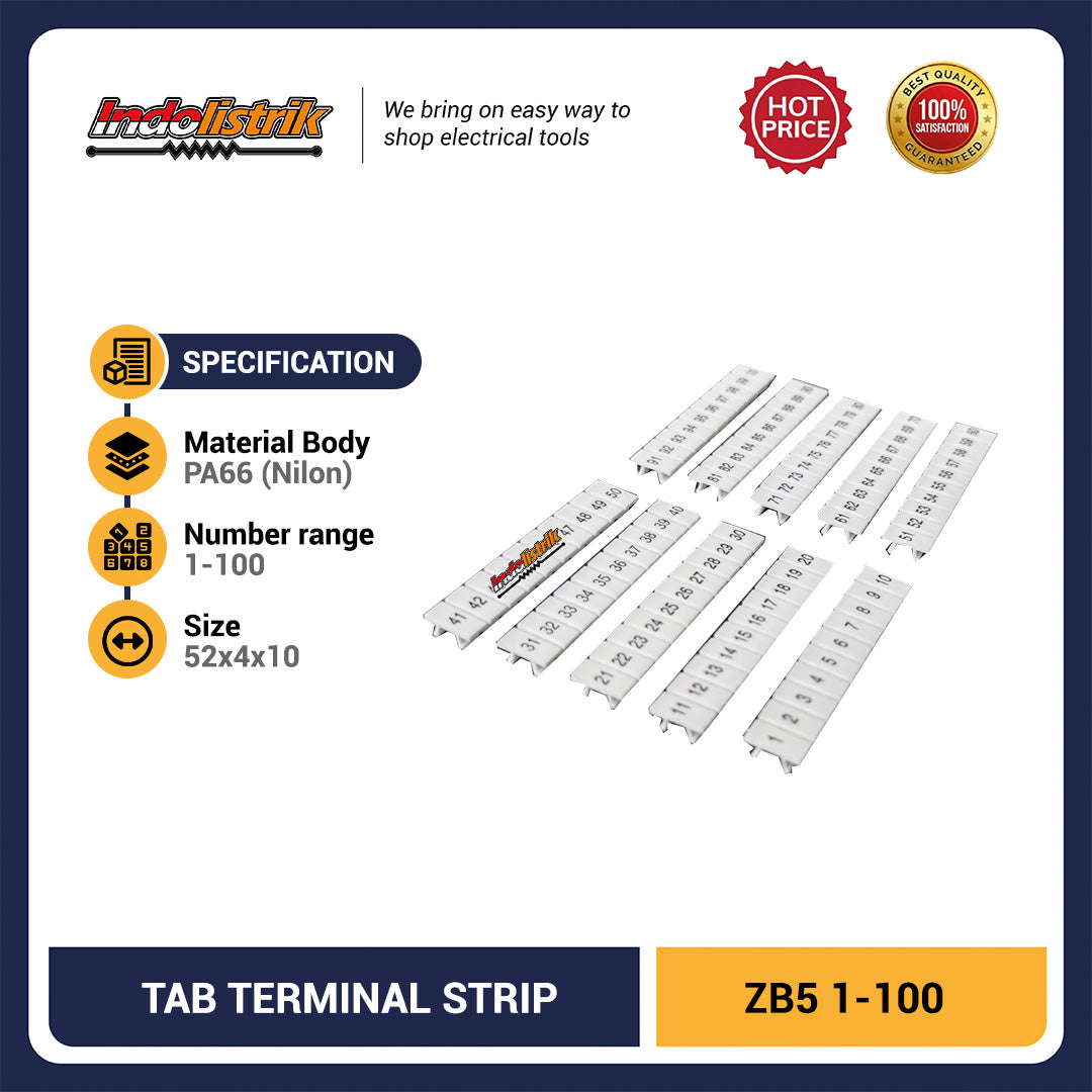 Marker Kabel ZB5 1-100 Penanda Nomor Terminal Block Panel Listrik Nylon Tebal Tidak Mudah Pudar