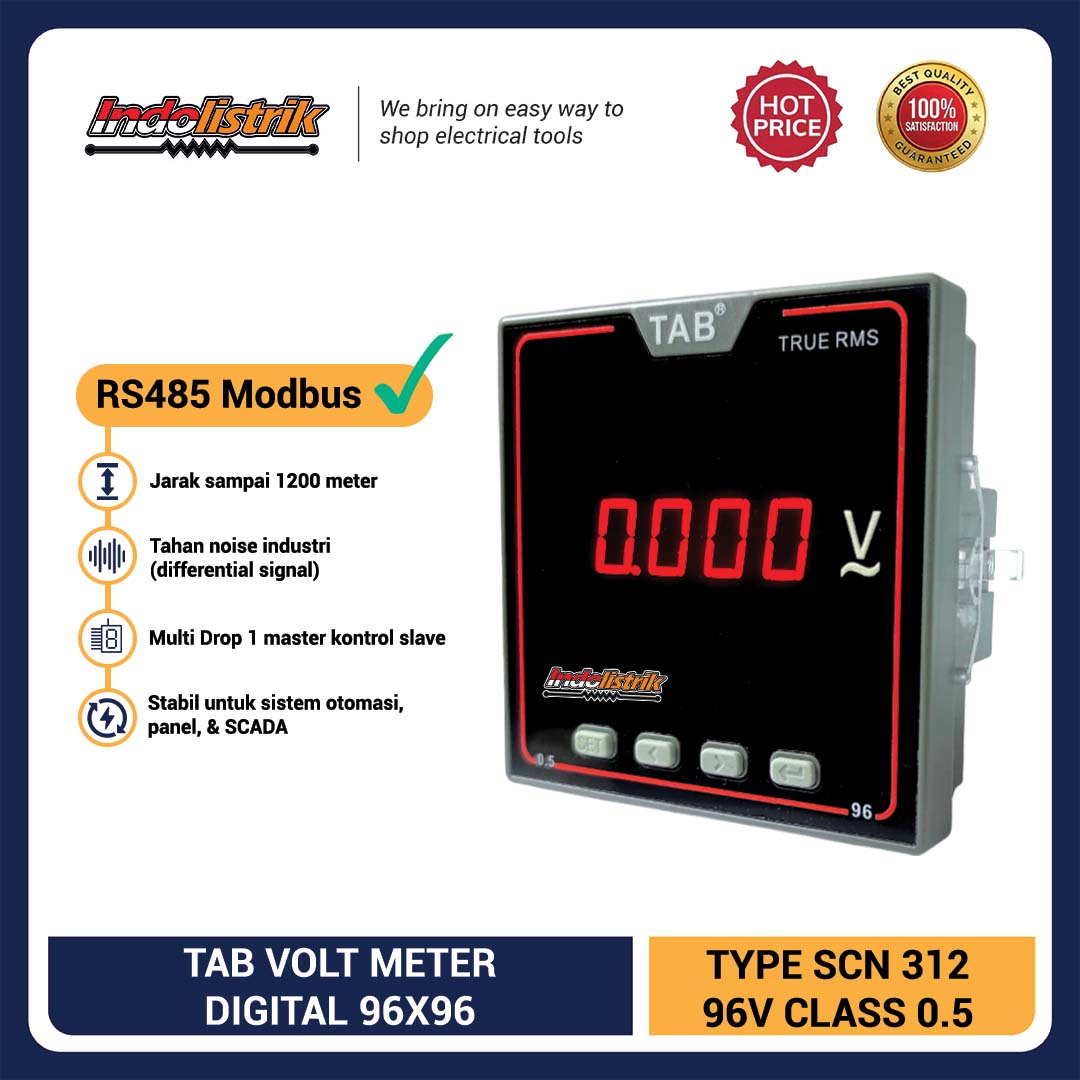 Voltmeter Digital LED 1 Phase AC 96 x 96 SCN312 TAB