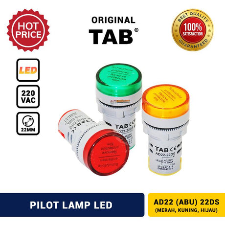 TAB Pilot Lamp LED 22mm AD22 (Abu) 22DS 220 VAC Kuning