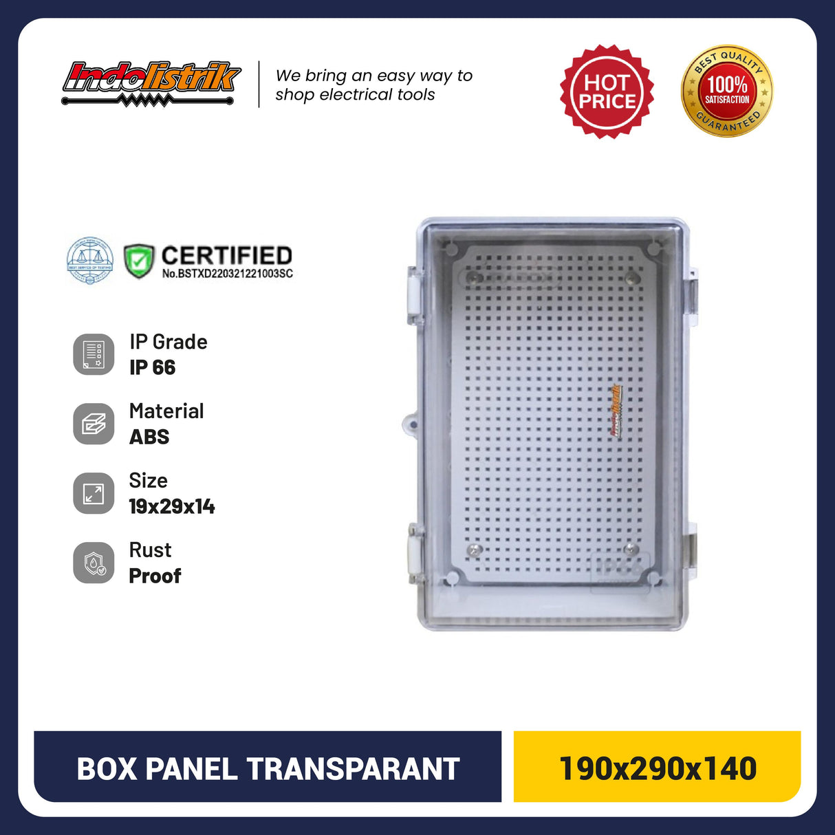 Box Panel Plastik ABS 190x290x140 mm Transparant + Base Plate Durabox