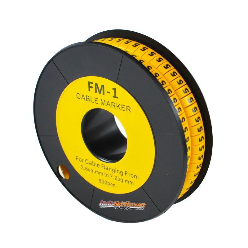 Nintoku Kabel Marker FM - 1 Angka 5 Oval Kuning