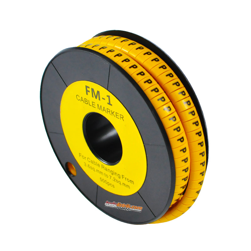 Nintoku Kabel Marker FM - 1 Huruf P Oval Kuning