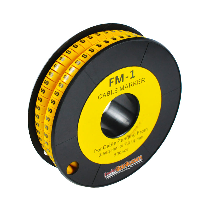 Nintoku Kabel Marker FM - 1 Huruf S Oval Kuning