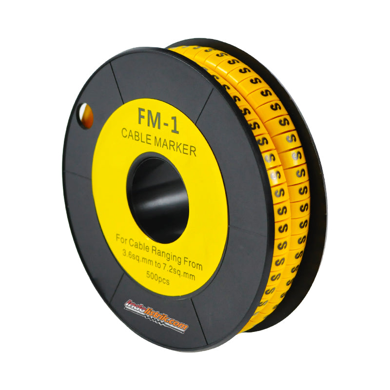 Nintoku Kabel Marker FM - 1 Huruf S Oval Kuning